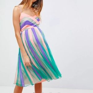 ASOS Maternity Color Block Mesh Fit and Flare Midi Dress